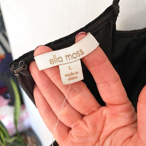 NWT ELLA MOSS WOMEN'S VELVET PLUNGING CAMI JUMPSUIT ROMPER BLACK LARGE WIDE LEG - Picture 11 of 12